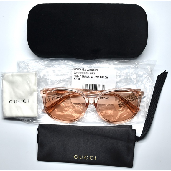 GUCCI GG0261SA 006 SHINY TRANSPARENT ORANGE ROUND SUNGLASSES. 57mm - Picture 12 of 12